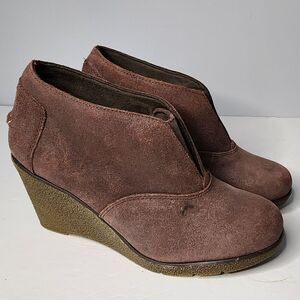 Sperry Boots Womens 7.5 Harlow Brook Wedge Ankle Suede Leather Booties Shoes